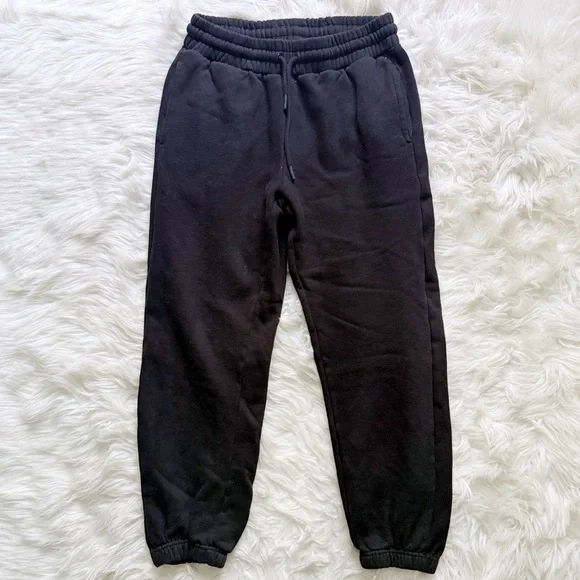 Quince Organic Cotton Heavyweight Fleece Boyfriend Sweatpants Black Size  Medium